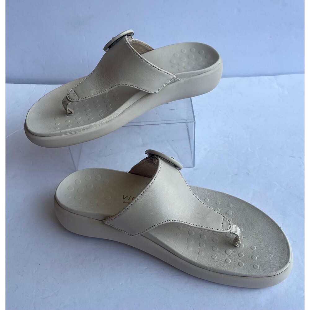 Vionic Activate RX Sandals Women’s 6 White Leather Comfort Thong Sandals